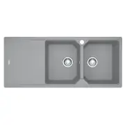 Franke URBAN Stone Grey LHD Double Bowl with Drainer Kit UBG621SGLHD