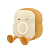Bed Decor Night Light, Bedside Lamp with Rechargeable and Dimmable, Alarm Clock for Bedroom, Funny Food Toast Bread Plush