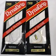 2 NEW Vintage DynaGrip Master Grip Golf Glove Left Medium Cabretta Leather