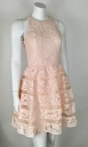 Aidan Mattox Lace Halter Dress NWT $295 Sz 4 Blush Party Cocktail