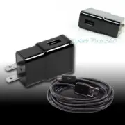 10 2A TRAVEL ADAPTER+10FT MICRO USB CABLE WALL CHARGER BLACK GALAXY S4 S3 NOTE 2