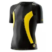 GREAT SAVINGS || SKINS DNAMIC YOUTH COMPRESSION SHORT SLEEVE TOP - BLACK / CITRO