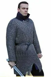 BUTTED CHAINMAIL SHIRT LARGE SIZE FULL SLEEVE MEDIEVAL HUBERGION SHIRT