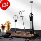 Milk Frother Handheld Rechargeable 3 Speed Stainless Whisks Black