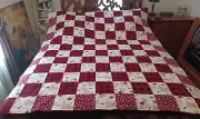 COUNTRY COTTAGE DOGS BUFFALO PLAID FLANNEL PATCHWORK FULL QUILT & PILLOWCASES