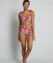 NWT ModCloth Tanya Crop Bikini Top and Clarice High-Waisted Bottom - Size Medium