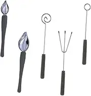 PEPLAYTAL 1set Stainless Steel Chocolate Dipping Tool Kitchen Accessories for Fondue Sauce Painting Includes Painting Spoons for Baking Decorating
