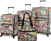 [Lily Bloom] Luggage Set 4 Piece Suitcase Collection With Spinner Wheels For Woman, Bliss, One Size