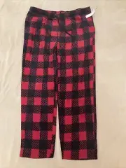 George Fleece Sleep Pants Xl Mens Red Black Plaid Nwt