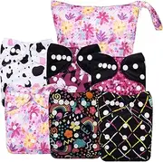 ALVABABY Baby Cloth Diaper 6 Packs with 12 Inserts Cloth Diaper Covers Adjustable Washable Reusable for Baby Girls Boys 6DM70A-L-AU