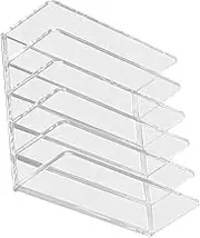 ARTIBETTER Desktop File Organizer Transparent Compartment Book Rack for Home Office Household Book Storage Design for Easy Access to Files Letters Magazines