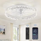 20 Inch Low Profile Ceiling Fan with Lights and Remote, Flush Mount, White