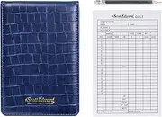 Scott Edward Golf Scorecard Cover Leather Scorecard Holder Statistic and Score Tracking Waterproof Soft Thick Umpire Lineup Card Holder