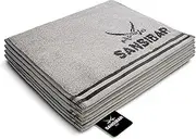 Sansibar Doubleface Guest Towel, Set of 4, 30 x 50 cm, Hand Towel, Two-Tone, 100% Cotton, Striped Border, Silver/Anthracite