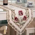 White Table Runner Embroidered Tablecloth Wedding Home Decoration Oval
