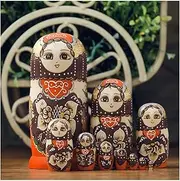 Matryoshka Crafts Russian Matryoshka 10 Piece Nesting Doll Creative Russian Nesting DollsPuzzle Cute Toy Creative Home Decoration Gift Handmade Wooden Doll (Color : A)