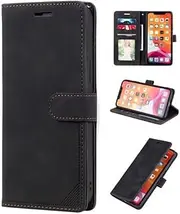 [TiHen] Compatible for Samsung Galaxy A12 4G Wallet Case Flip Magnetic Cover RFID Blocking Credit Card Holder Slot Protective PU Leather Folio Shockproof Kickstand Cover-Black