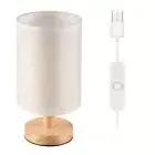 DC5V Round Bedside Table Lamp Nightstand Lamp with Fabric Shade and Solid2818