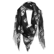Alexander McQueen Skull Large Scarf Black White