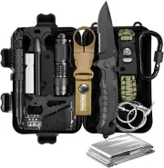 TJ3 Survival Kit 11-in-1 Camping Hiking BackPacking Knife Flashlight Multi-Tool