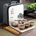 Chinese Kung Fu Tea Set Travel Set Ceramic Teapot Teaset Gaiwan Home Tea Cups