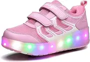 [FUNDAY365] Kids Rechargeable Light Roller Skate Shoes Flashing Sneakers with Two Wheels Trainers