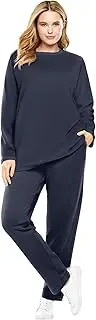 [Woman Within] Plus Size Petite Tunic Length Fleece Sweatsuit