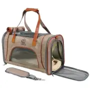 LDLC Dog Cat Pet Travel Carrier Handbag Bag Airline Medium Portable Khaki Brown