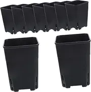 FONDOTIN 8Pcs Square Plant Pots for Succulent Gardening Durable Nursery Flowerpots with Drainage for Indoor Plants Orchids and Seedlings