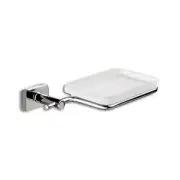 Nameeks 6611-S2 Square Satin Glass Holder Soap Dish, Polished, Chrome