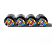 Colorful Dog Puppy Beagle Tire Valve Caps - Set of Four - Fits on all Vehicles