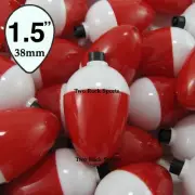 1.5" inch PEAR - RED & WHITE - Fishing Bobber Float - 3 to 1000 Count Packs