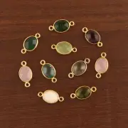 Checker Cut Mix Gemstone Gold Plated DIY Bracelet Making Connectors Lot 10 Pcs