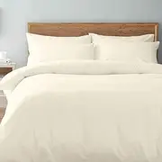 Pizuna Cotton Queen Duvet Cover, 500 Thread Count 100% Combed Cotton Sateen Weave Bedding Duvet Cover Sets with Hidden Button Closure (New Ivory Queen Bed Quilt Cover Set)