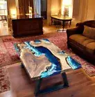 Ocean Wave Epoxy Resin Dining Console Bar Table Top Hallway Furniture Home Decor