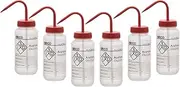 EISCO 6PK Wash Bottles for Acetone, 500ml - Labeled with Chemical Information & Safety Information (1 Color) - Wide Mouth, Self Venting, Low Density Polyethylene - Performance Plastics Labs