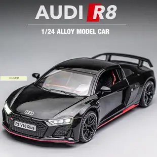 ViVi ·🔥仿真汽車模型 1:24 AUDI奧迪 R8 金屬壓鑄合金車模 回力帶聲光可開門合金玩具車 裝飾擺件節日禮