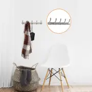 Dual Wall Hook Stainless Steel Base 17.5 Inch 5 Hooks Towel Holder Silver Tone