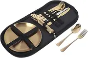 LALADEFIEE Stainless Steel Outdoor Tableware Set Pcs Camp Utensils Serving Spoon Soup Spoon Fork for Camping BBQ Picnic