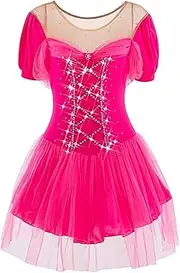 [Zagitova] Figure Skating Dress for Girls Graceful Patchwork Mesh Back Ice Competition Dance Outfits with Shiny Rhinestone