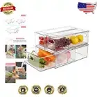 Stackable Clear Refrigerator Organizer Bins with Pull-out Drawers for Kitchen