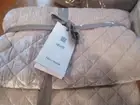 West Elm Lush Velvet Mini Bias Boxstitch full queen pearl gray quilt New w tag