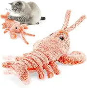 Flapping Lobster Toy for Cats & Dogs,Soft Cat Chew Kicker Toy,Motion Activated Moving Cat Toy with Catnip Packets,USB Chargeable,Washable,Touch Activated Plush Interactive Cat Exercise Toys