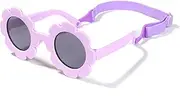 [TOSGMLOUS] Ages 0-24 Months Newborn Flexible Baby Polarized Flower Sunglasses with Strap Bendable Frame for Infant Boys Girls