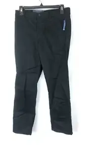 Nautica Boy’s Black Uniform Flat Front Pants, Size 12 Husky