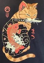 Classic Carp Tattooed Cat by Vincent Trinidad T-Shirt Size Medium (I03)-NEW