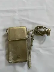 Radley London Leather Adjustable Phone Case Crossbody Purse Wallet - Gold