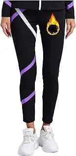 [FEESHOW] Women Fleece Pants High Waist Leggings Yoga Pocket Control Workout Running Stretch Sportwear