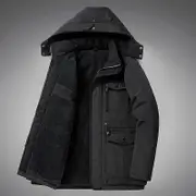 Cotton-padded Men's Winter Plus Velvet Padded Jacket Tooling Outdoor Warm Cotton-padded Plus Size Men's Coat black XXXXL