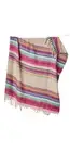 Free People Skye Striped Blanket Fringe Throw 60"x50"Ivory Pink Blue Lightweight